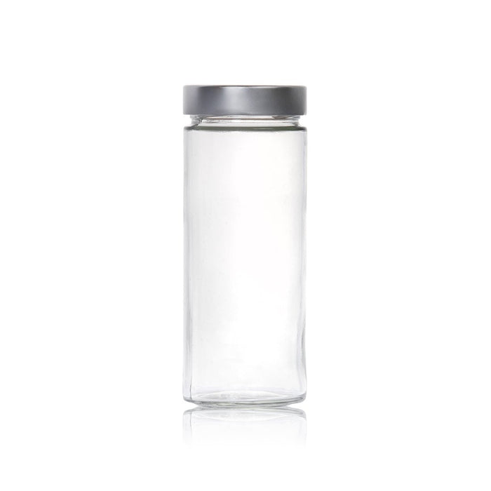 Vaso Ergo Glass Jar 580ml with Silver lid