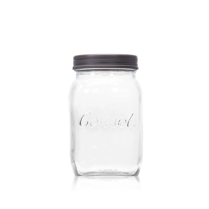 Consol Glass Preserve Jar 1000ml (1L) with Coloured Lid
