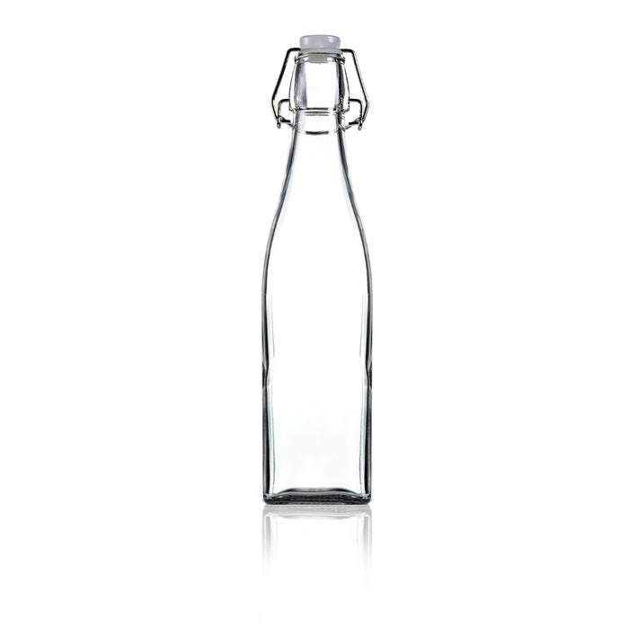 Square glass bottle 500ml with Cliptop Lid