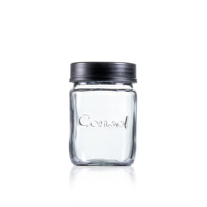 Consol Glass Preserve Jar 250ml with Black Lid