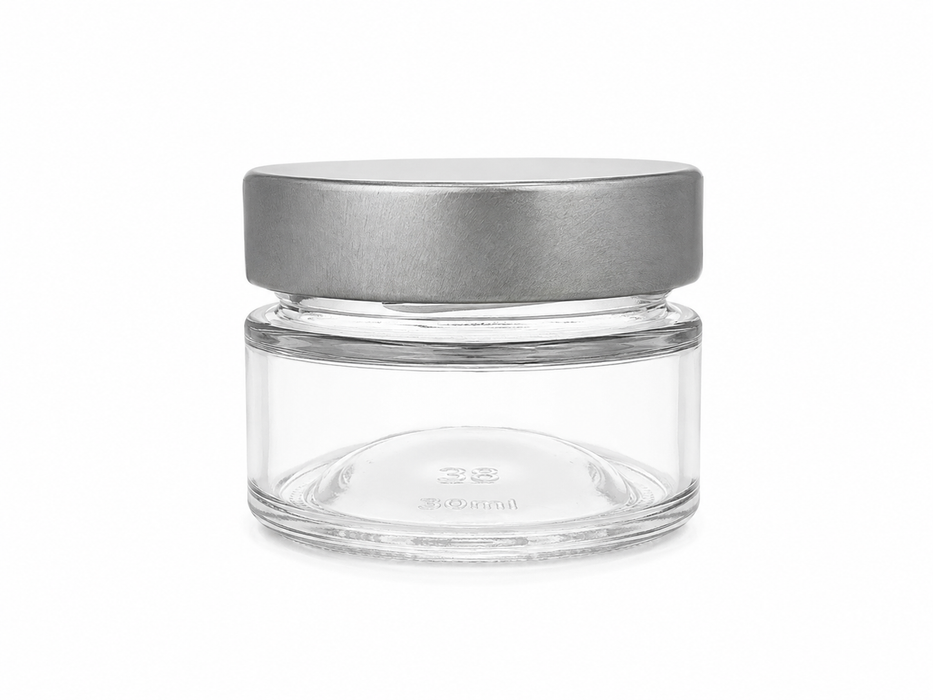 Vaso Ergo Glass Jar 106ml with Silver lid