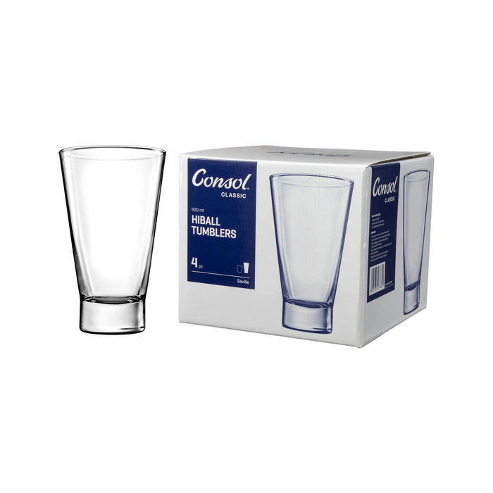 Consol Glass Seville Hiball Tumbler 400ml 4 Pack