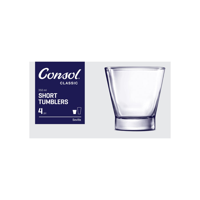 Consol Glass Seville Whiskey Tumbler 350ml 4 Pack