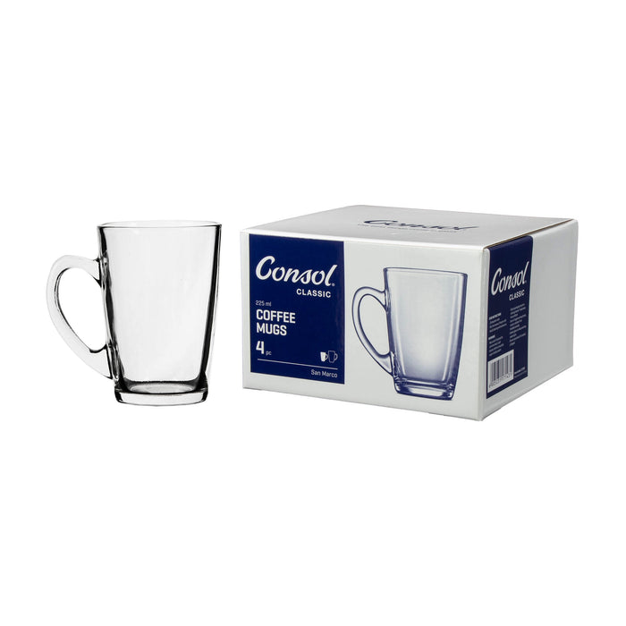 Consol Glass San Marco Latte Mugs 225ml 4 Pack