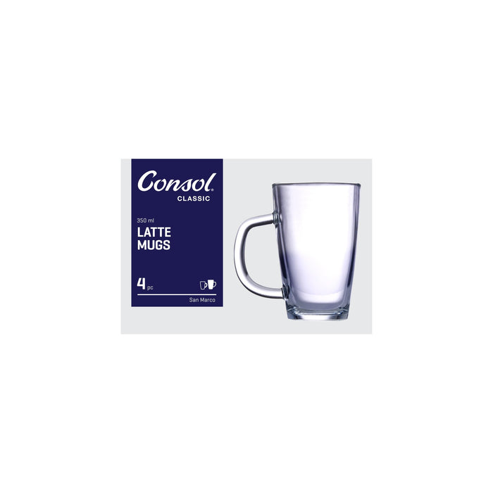 Consol Glass San Marco Latte Mug 350ml 4 Pack