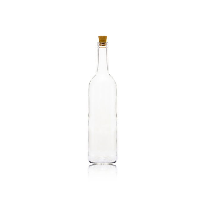 Consol Glass Feather Wine Bottle 750ml with RL8 Cork Lid