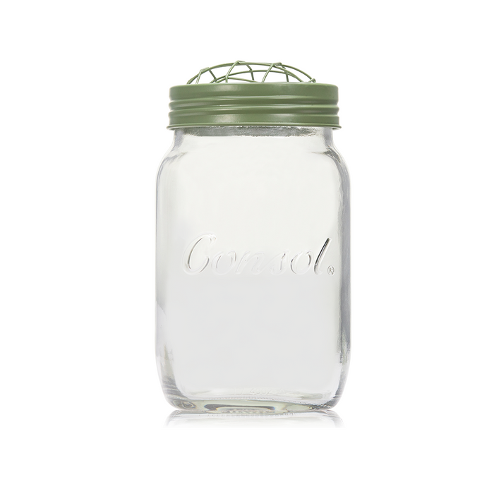 Consol Glass Preserve Jar 1000ml (1L) with Green Mesh Lid