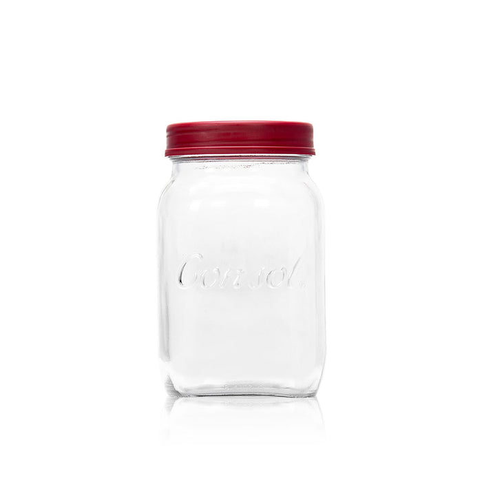 Consol Glass Preserve Jar 1000ml (1L) with Coloured Lid