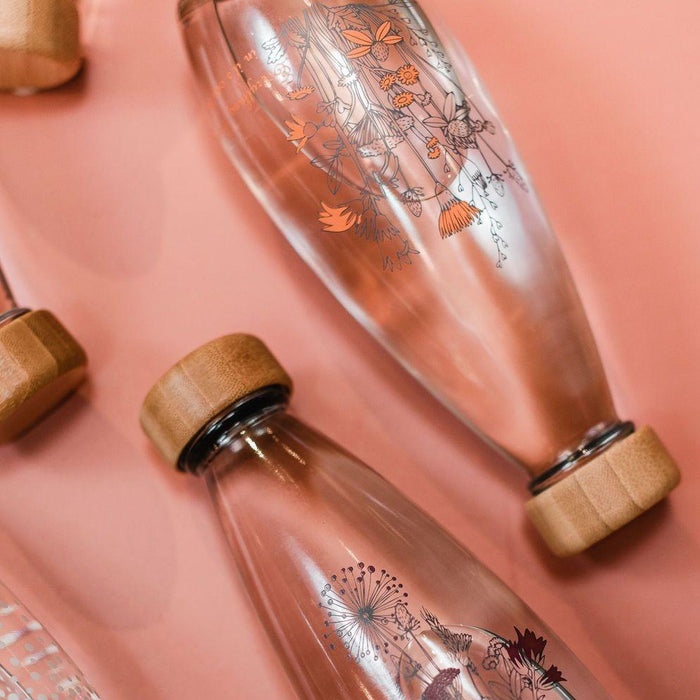 Consol Glass Droplet Flower Sketch Bottle 500ml