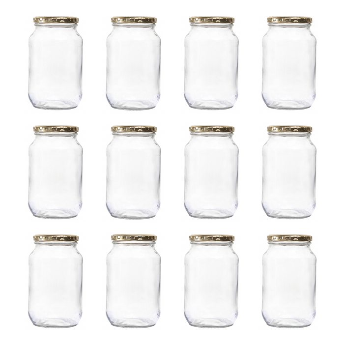 Consol Glass Catering Jar 1000ml (1L) with Gold lid (12 Carton Pack)