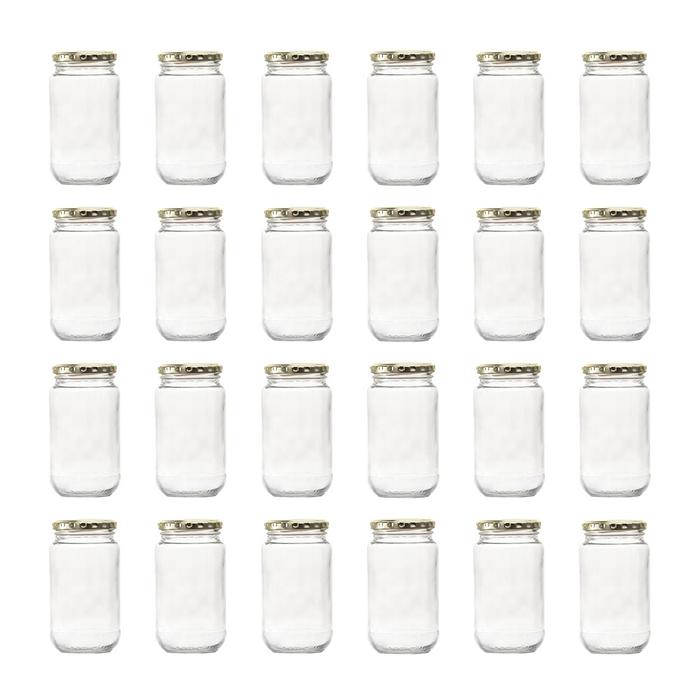 Consol Glass Sheer Jar 375ml with Gold lid (24 Carton Pack)