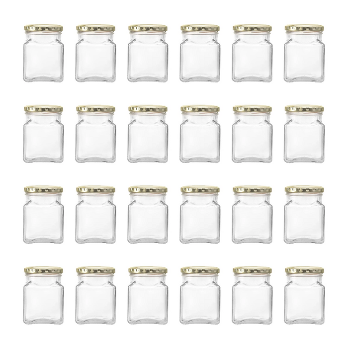 Consol Glass Square Jar 260ml with Gold lid (24 Carton Pack)