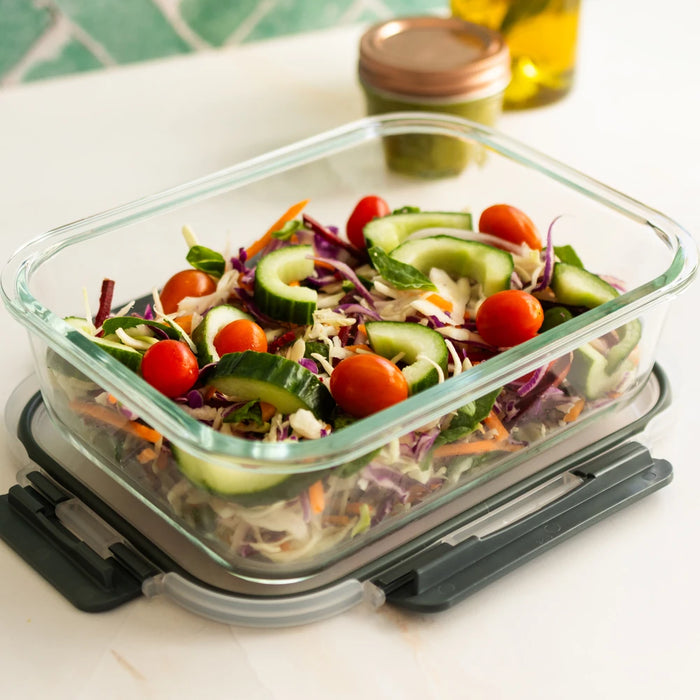 Consol Glass Madrid Rectangular Storage Container 1500ml (1,5L) with Clip On Vent Lid