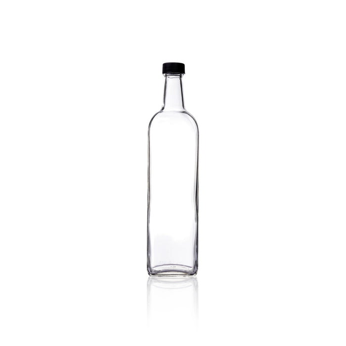 Consol Glass Olive Oil Bottle 1000ml (1L) Flint with Black Lid