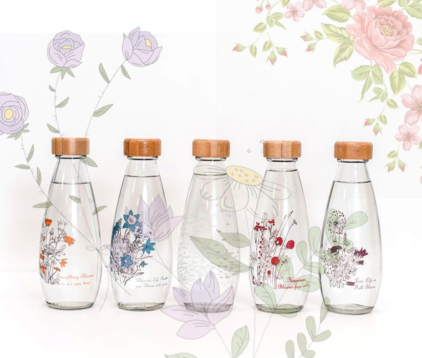Consol Glass Droplet Flower Sketch Bottle 500ml
