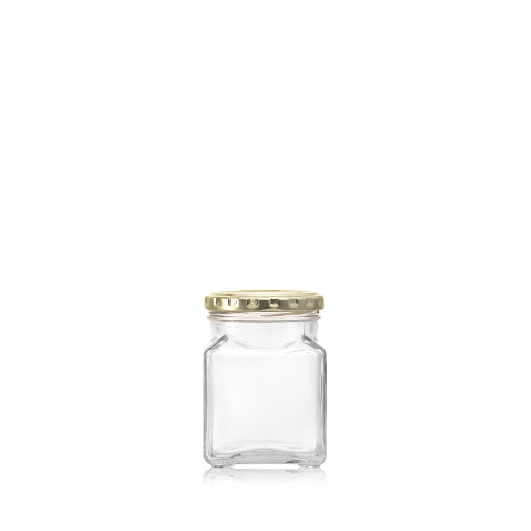 Consol Glass Square Jar 260ml with Gold lid