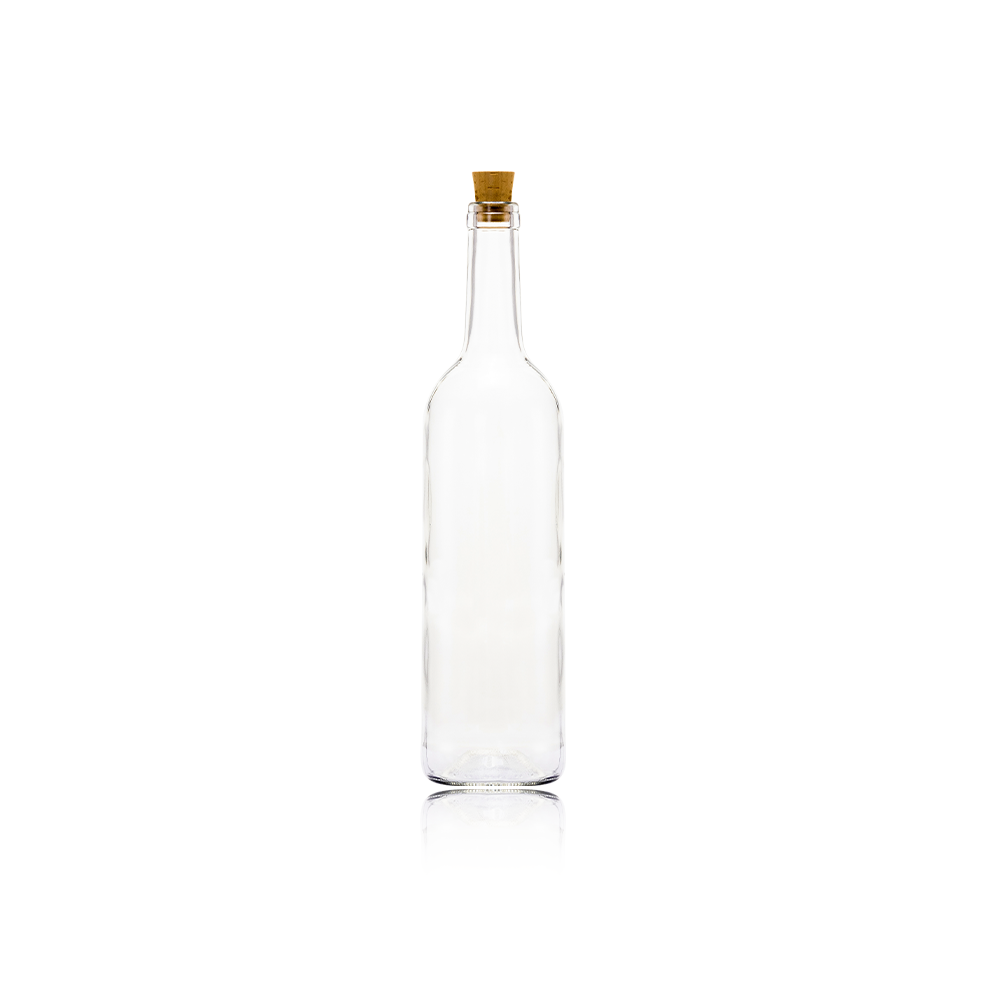 Consol Glass Feather Wine Bottle 750ml with Cork Lid