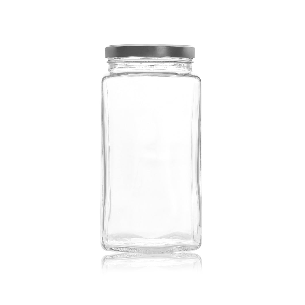 Evolution Glass Jar 1700ml (1.7L) with Silver lid